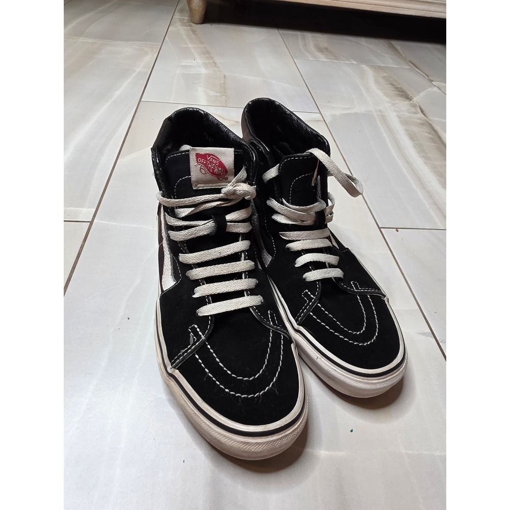 Vans Sk8-Hi High Top Sneakers Black Suede Canvas Skate Shoes Mens 9 Womens 10.5